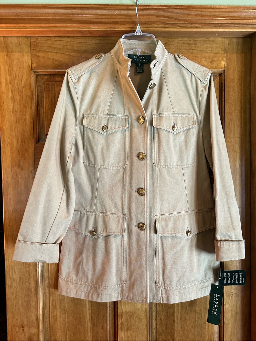 Lauren Ralph Lauren Beige/Tan Utility Jacket with Gold Buttons